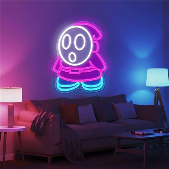 Super Mario Bros Shy Guy LED Neon Light Retro NES Game Sign Room Decor Nintendo - Picture 6 of 8